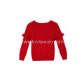 Girl's Knitted Flounces Crew Neck Pullover